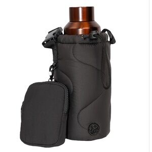 Joan & David Water Bottle Bag Quilted Puffer Insulated Crossbody The Wave Black